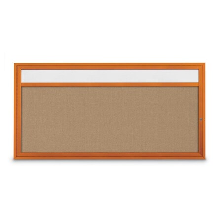 Slim Enclosed Corkboard, 36x36, White Alum Frame/Ultramarine